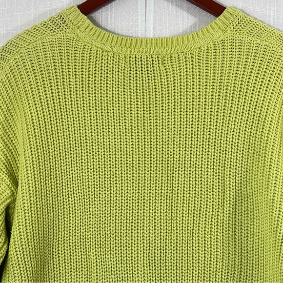 Rachel Zoe Asymmetrical Hem Knit Lime Yellow Sweater Sz M - Picture 10 of 14